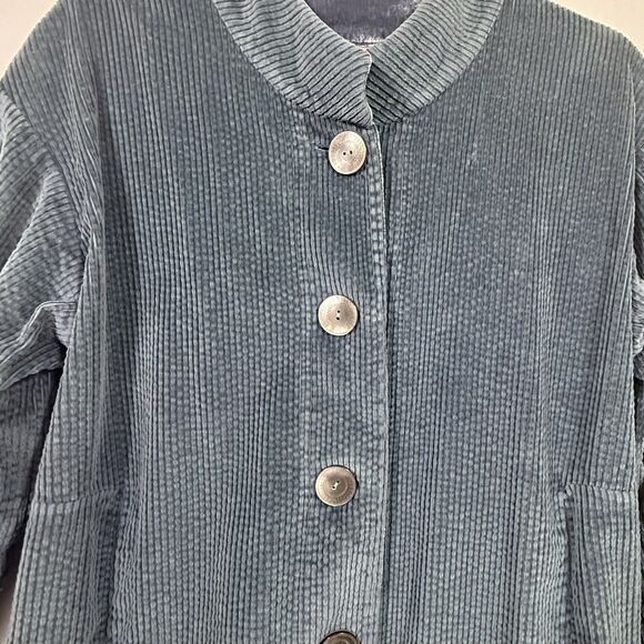 J.Jill Blue Corduroy Boyfriend Chore Jacket Shacket Coatigan Size L Pockets - Picture 5 of 12